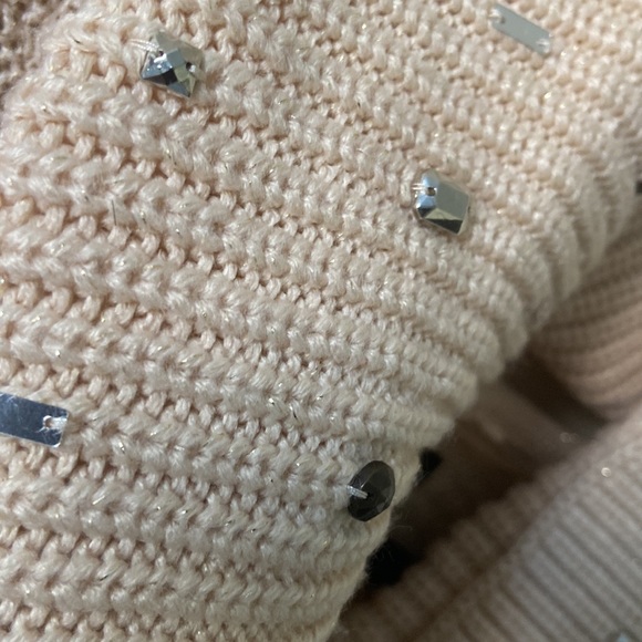 Convertible Knit Tunic Sweater with Removable Cowl Silver Metal Neck - Picture 5 of 6